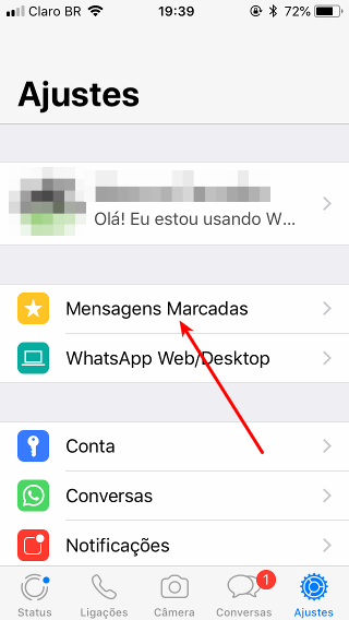 Ajustes do WhatsApp no iPhone