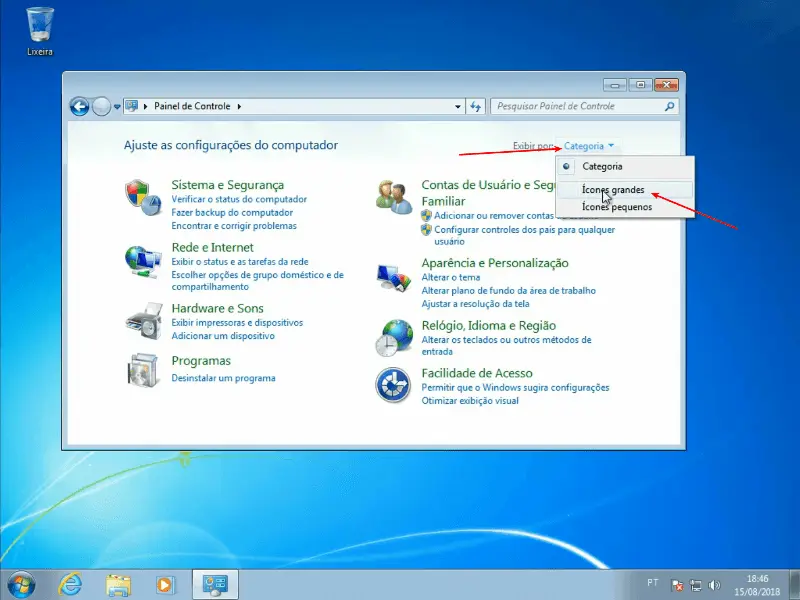 Windows 10 original GRÁTIS 2 Exibição ícones grandes no painel de controle