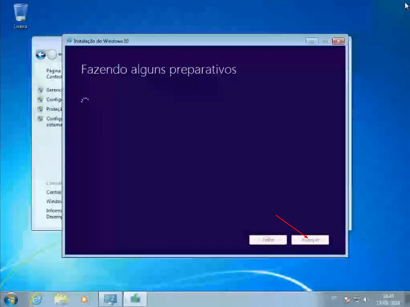 Preparando atualização para o Windows 10