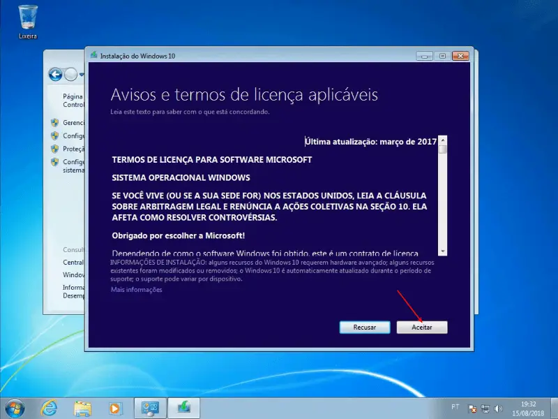 Windows 10 original GRÁTIS 13 Aceitar novamente
