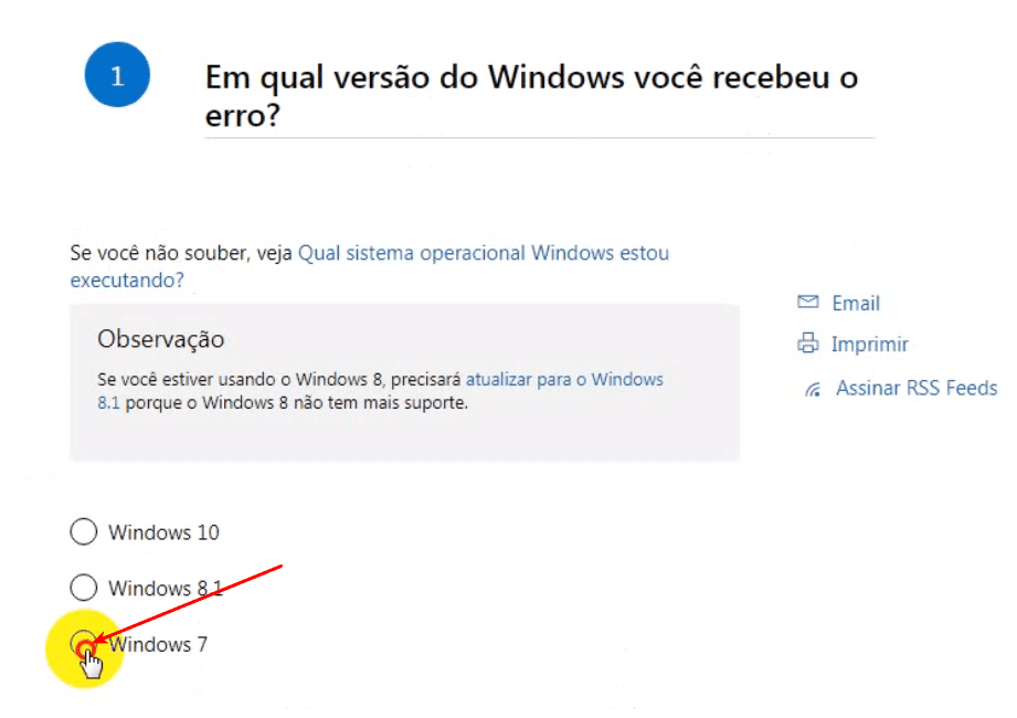 Selecionar a versão do Windows