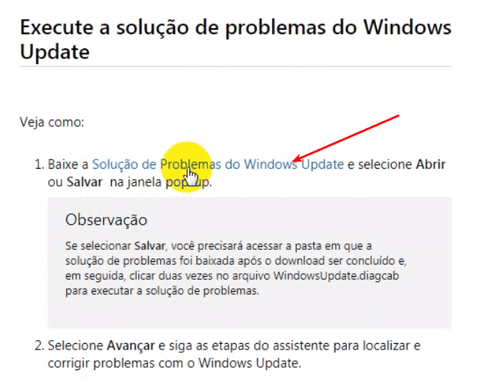 Baixar a ferramenta do Windows Update