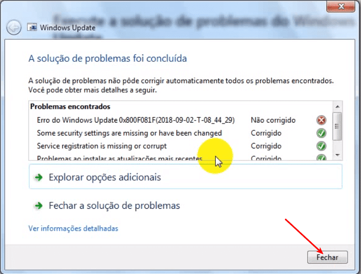 Corrigir erro 8024200F do Windows Update 5 Finalizando a ferramenta