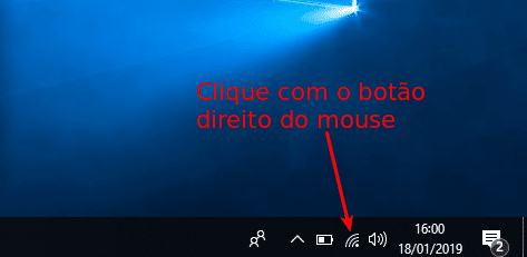 Clicar com o botão direito do mouse no ícone do Wifi