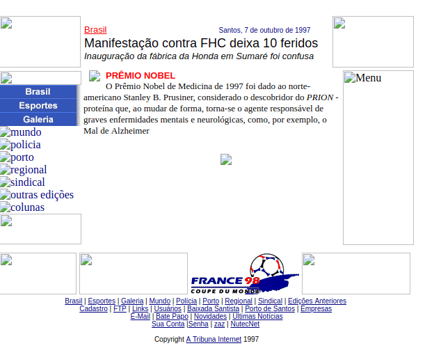 A tribuna em outubro de 1997