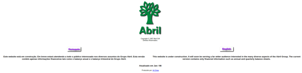 30 anos de WWW - Veja 20 sites da década de 90 e 2000 14 Editora Abril em abril de 1998