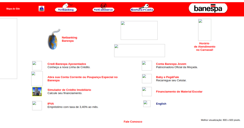 30 anos de WWW - Veja 20 sites da década de 90 e 2000 7 Banespa em fevereiro de 2000