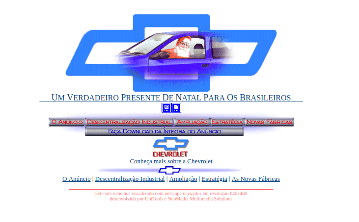 30 anos de WWW - Veja 20 sites da década de 90 e 2000 19 Chevrolet em dezembro de 1996