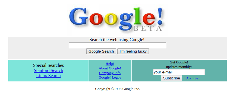 30 anos de WWW - Veja 20 sites da década de 90 e 2000 1 Google em dezembro de 1998