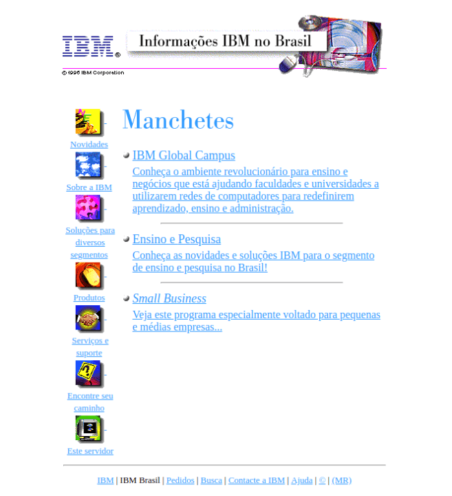 30 anos de WWW - Veja 20 sites da década de 90 e 2000 9 IBM em novembro de 1996