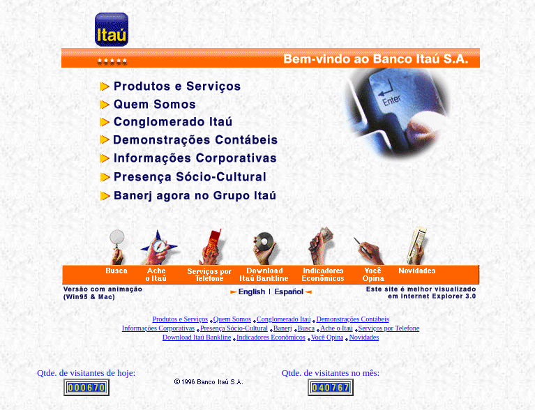 30 anos de WWW - Veja 20 sites da década de 90 e 2000 5 Itaú em julho de 1997
