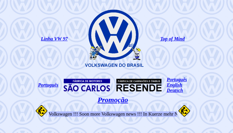 30 anos de WWW - Veja 20 sites da década de 90 e 2000 20 Volkswagen em novembro de 1996