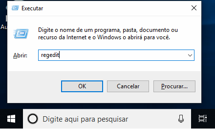 Como desativar a Microsoft Store no Windows 10 1 Executar o regedit