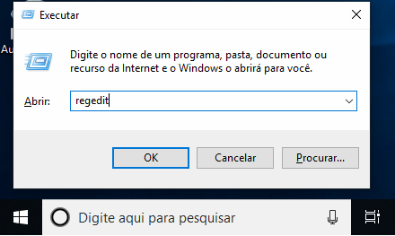 Executar o regedit