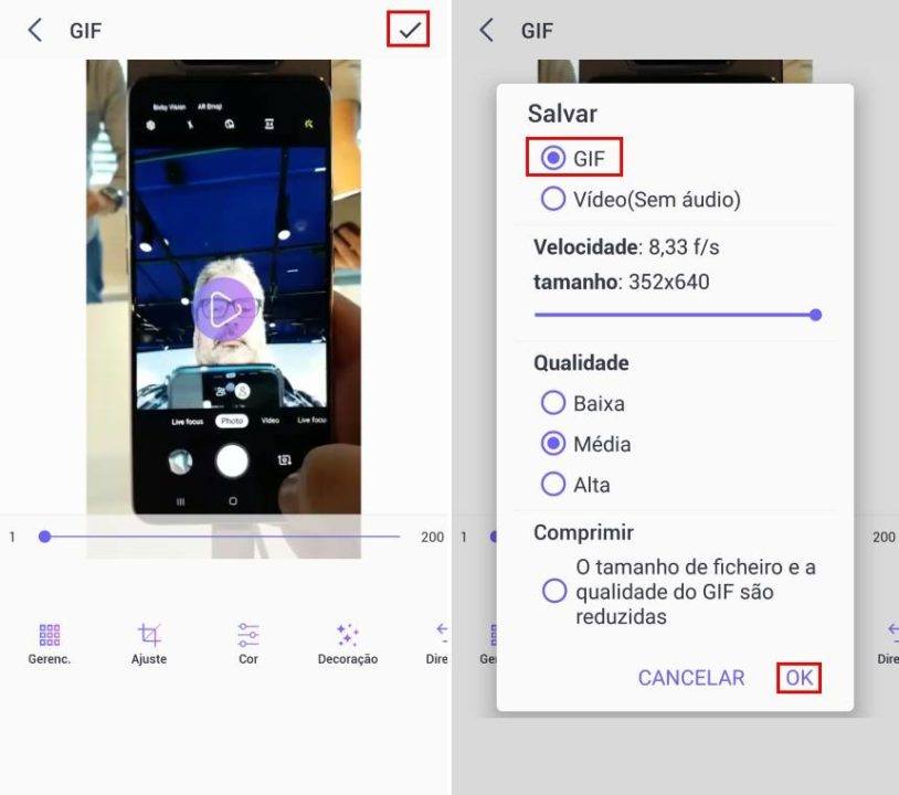 Converta seus vídeos do WhatsApp em GIF no Android 5 Efeitos e salvar