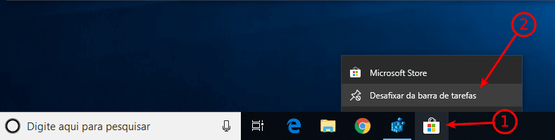 Remover Microsoft Store da Taskbar