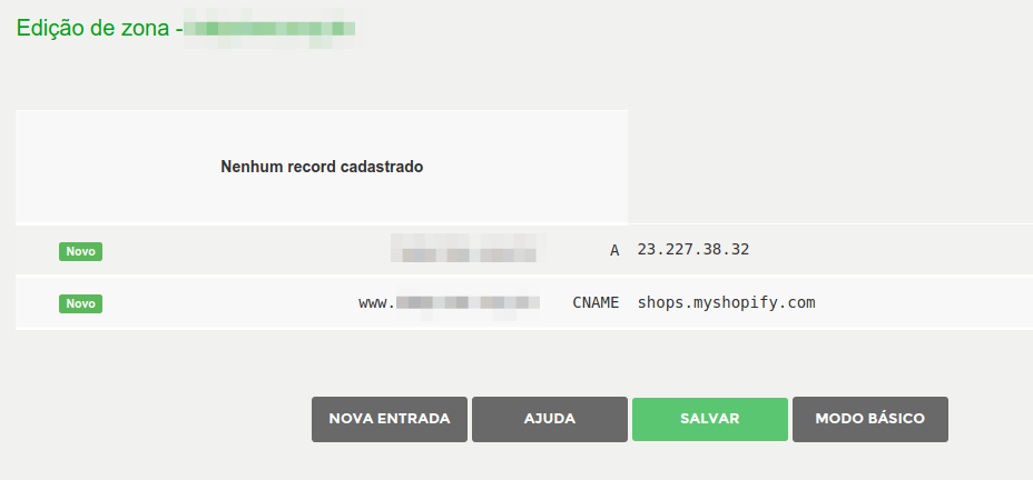 Configuração final do domínio personalizado Shopify