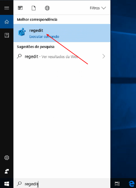 Localizar e executar o regedit