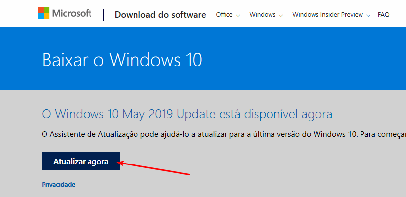 Como obter a atualização de maio/2019 do Windows 10 1