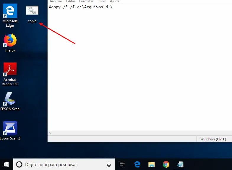 Copiar diretórios completos pela linha de comando 4 Script criado