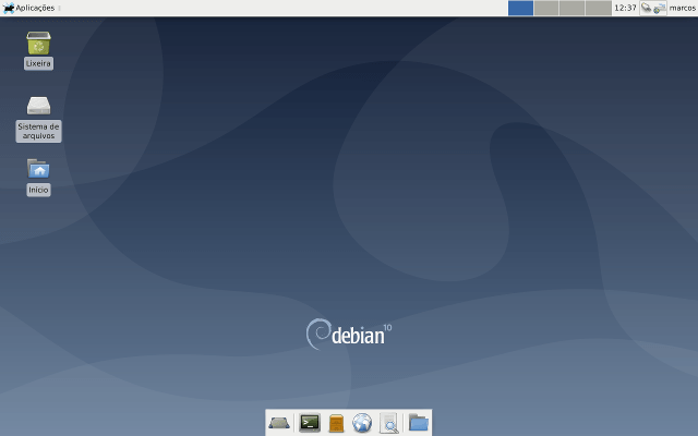 Debian 10 Buster Live iniciado