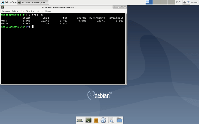 Consumo de memória no Debian 10