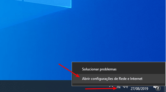 Servidor DNS não está respondendo 1 Abrir configurações de rede e internet