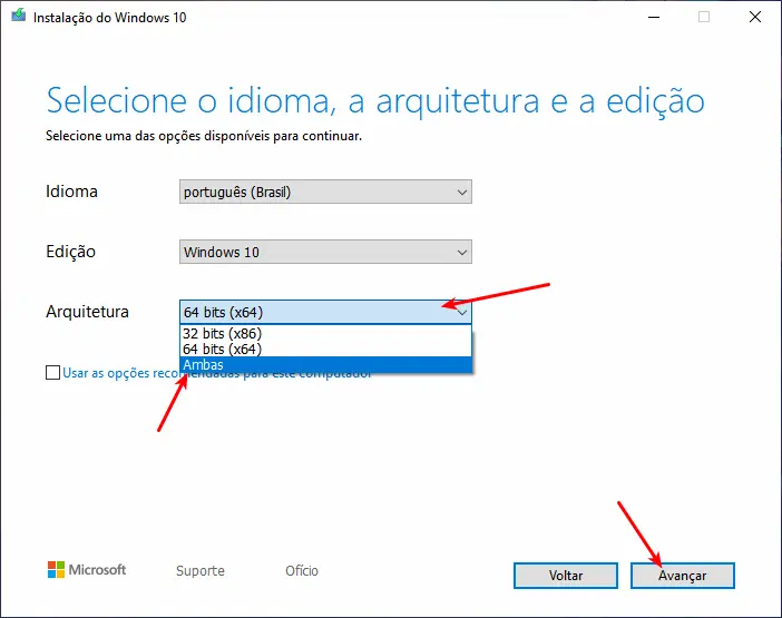 Baixar Windows 10 e gravar em pendrive 5 Baixar Windows 10 - Selecionar arquitetura 32 bits, 64 bits ou ambas