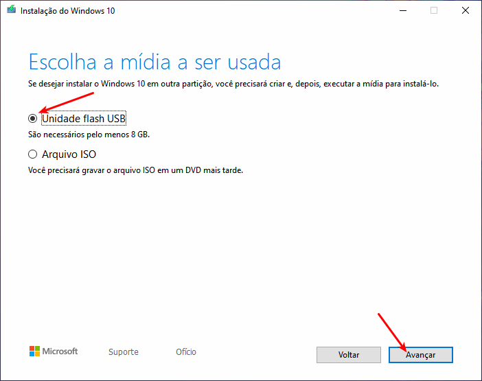 Baixar Windows 10 e gravar em pendrive 6 Baixar Windows 10 - Selecionar unidade flash