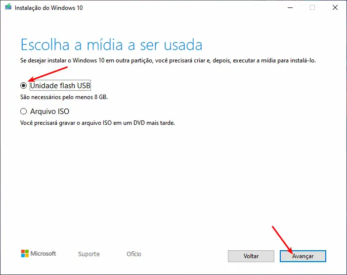 Baixar Windows 10 e gravar em pendrive 6 Baixar Windows 10 - Selecionar unidade flash