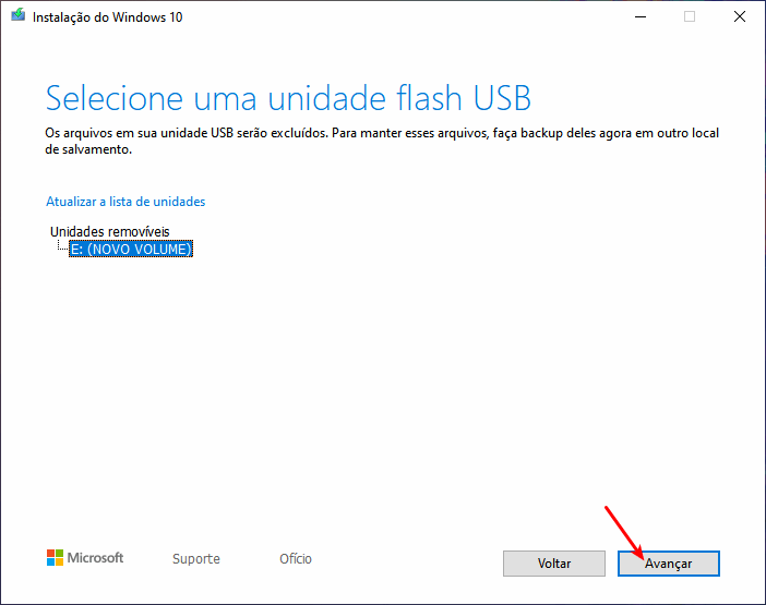 Baixar Windows 10 e gravar em pendrive 7 Baixar Windows 10 - Selecionar o pendrive