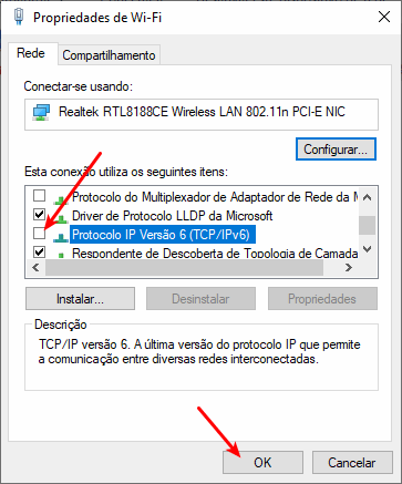 Servidor DNS não está respondendo 11 Desabilitar o protocolo TCP/IPv6