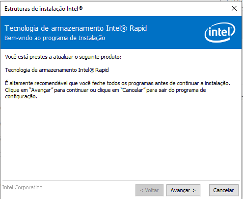 Instalação do Intel RST versão 17 parte 1