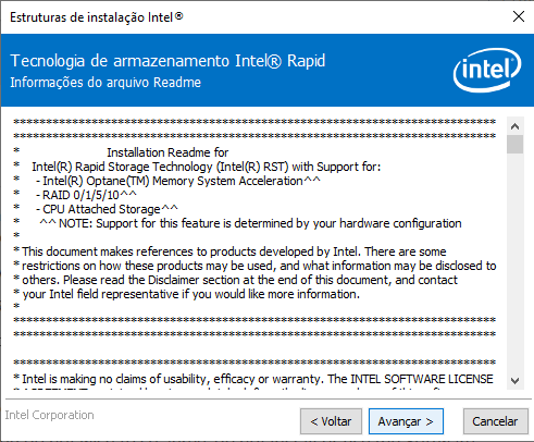 Instalação do Intel RST versão 17 parte 3
