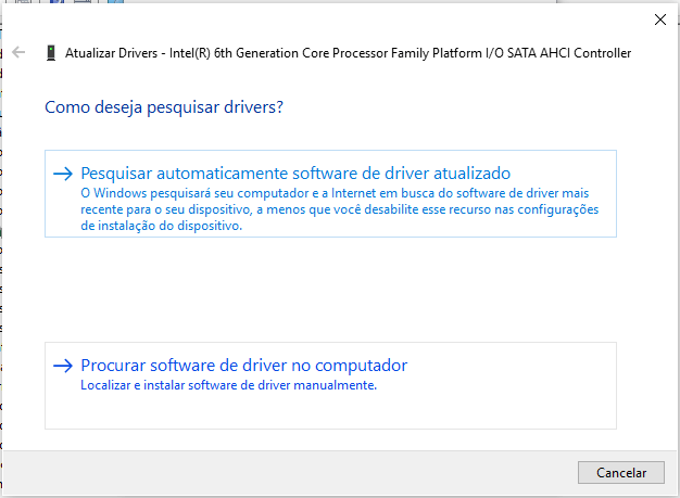 Intel RST dando erro na atualização de maio do Windows 10 12 Troca de drivers