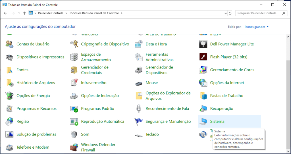 Painel de Controle no Windows 10