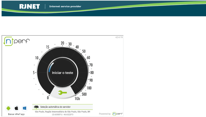 Rjnet - Um dos pioneiros em testes de velocidade da Internet