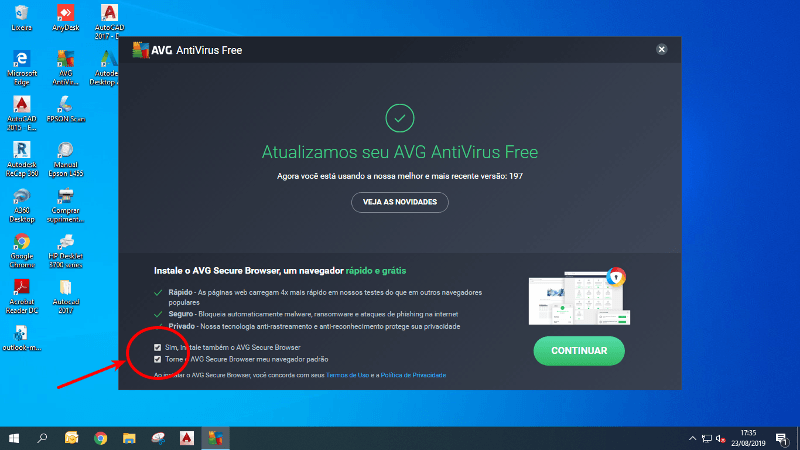 Instalação do AVG Secure Browser