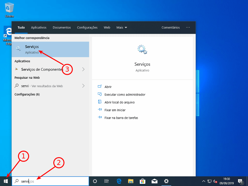 Serviços do Windows 10