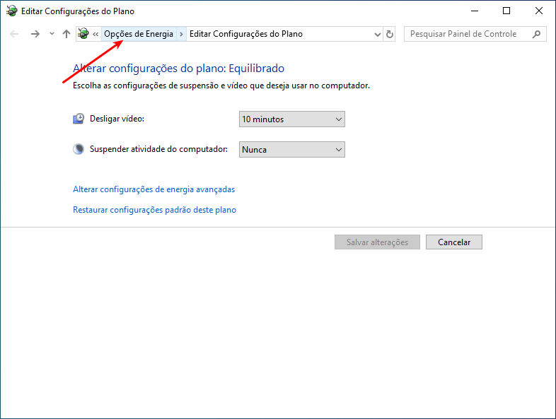 Ativar a inicialização rápida no Windows 10 2 Opções de energia
