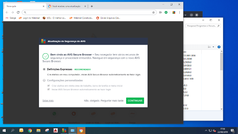 AVG Secure Browser: O que é e como remover 3 Configurações sugeridas do browser