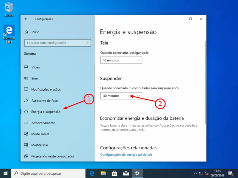 Configurações para deixar seu Windows 10 mais rápido 9 Energia e suspensão