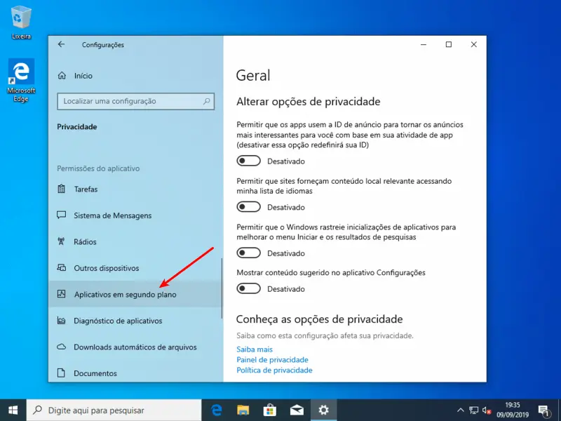 Configurações para deixar seu Windows 10 mais rápido 15 Aplicativos em segundo plano