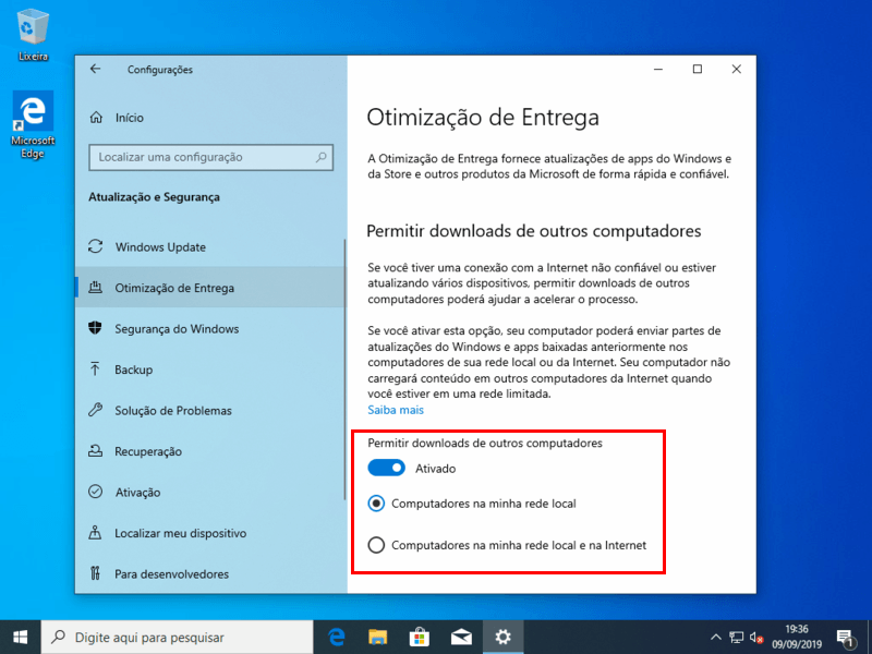Configurações para deixar seu Windows 10 mais rápido 17 Permitir downloads de outros computadores