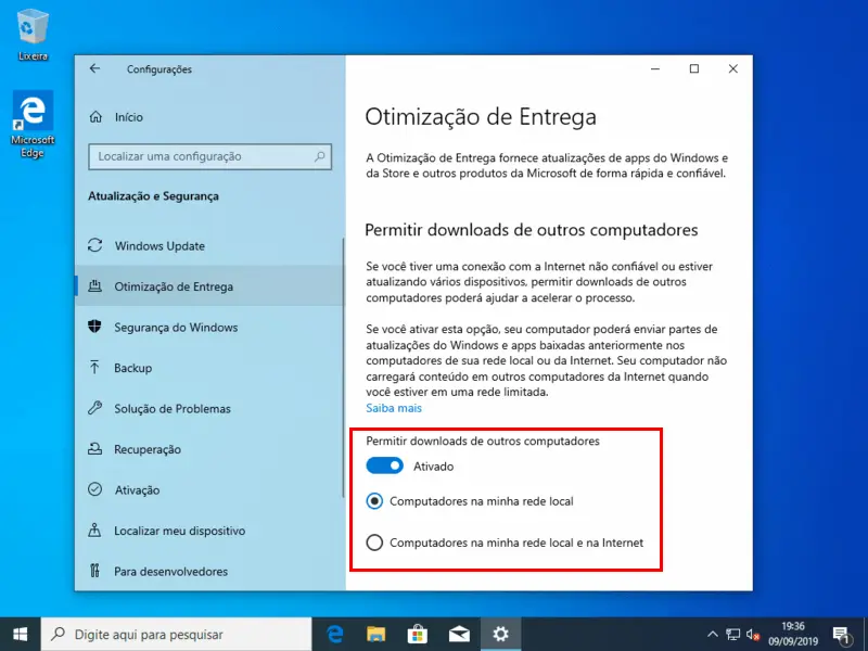 Configurações para deixar seu Windows 10 mais rápido 17 Permitir downloads de outros computadores
