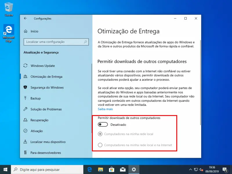 Configurações para deixar seu Windows 10 mais rápido 18 Desativar downloads de outros computadores