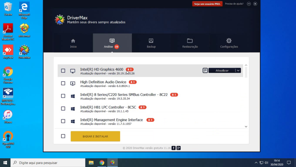 Lista de drivers para instalar/atualizar Lista de drivers para instalar/atualizar