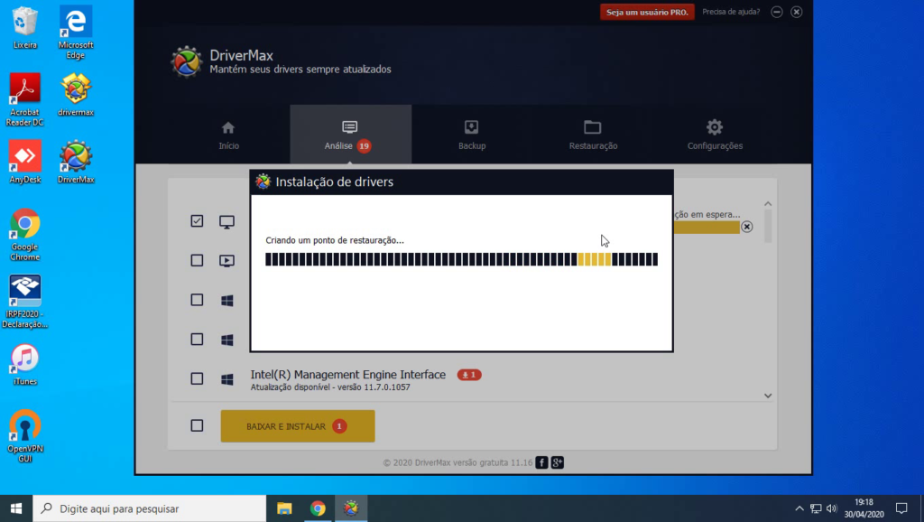 Ponto de restauração criado pelo DriverMax Ponto de restauração criado pelo DriverMax