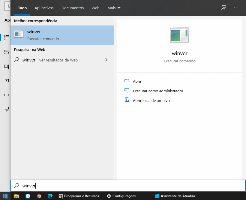 Winver - Verificar a versão do Windows 10