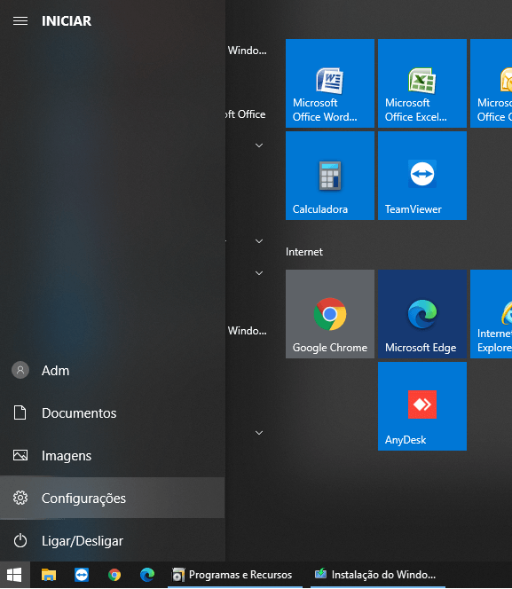 Configurações do Windows 10 